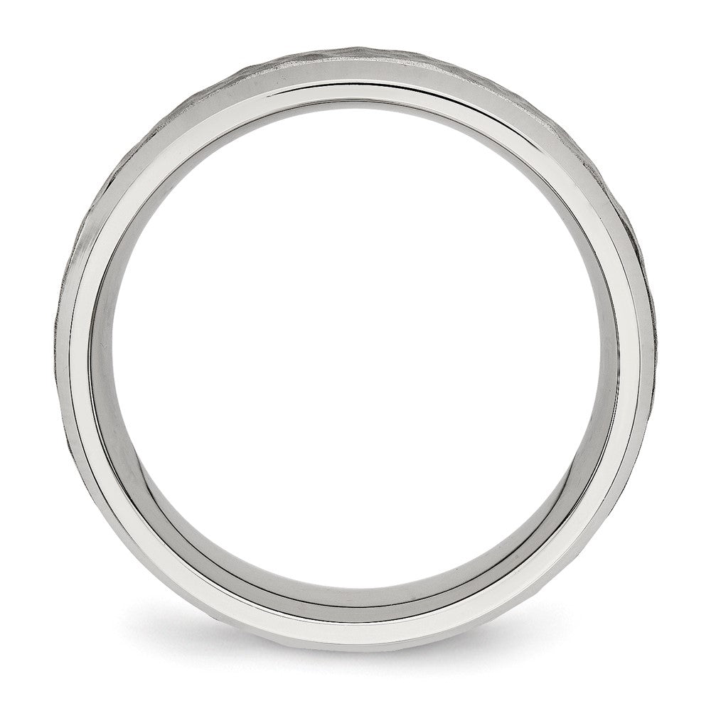 Stainless Steel Brushed Polished and Hammered 7.5mm Band
