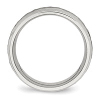Stainless Steel Brushed Polished and Hammered 7.5mm Band