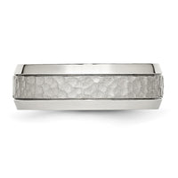 Stainless Steel Brushed Polished and Hammered 7.5mm Band