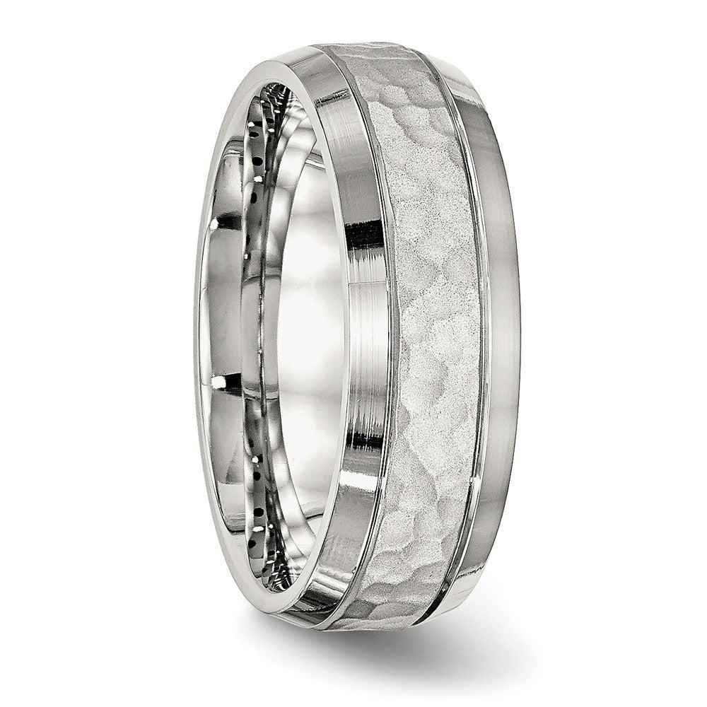 Stainless Steel Brushed Polished and Hammered 7.5mm Band