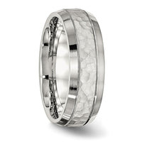 Stainless Steel Brushed Polished and Hammered 7.5mm Band