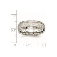 Stainless Steel Brushed Polished and Hammered 7.5mm Band
