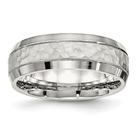 Stainless Steel Brushed Polished and Hammered 7.5mm Band