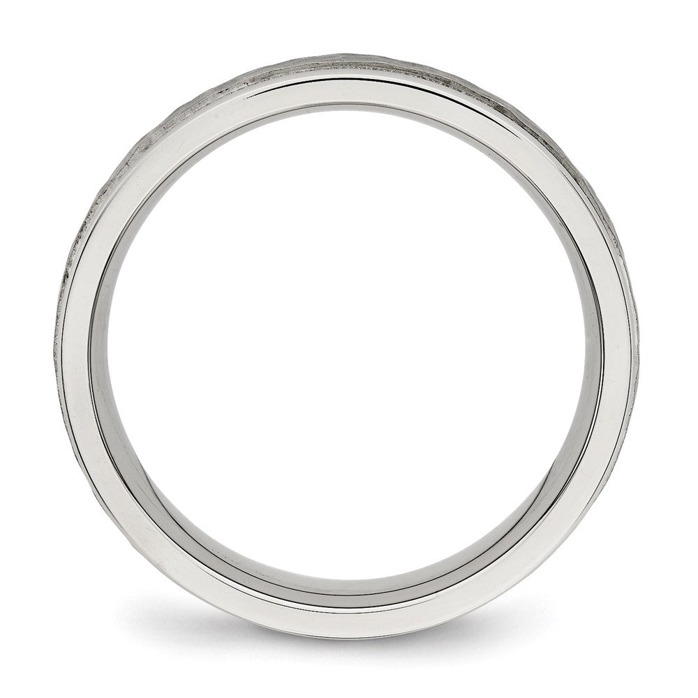 Stainless Steel Polished and Hammered 6mm Grooved Band