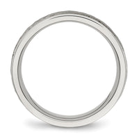 Stainless Steel Polished and Hammered 6mm Grooved Band