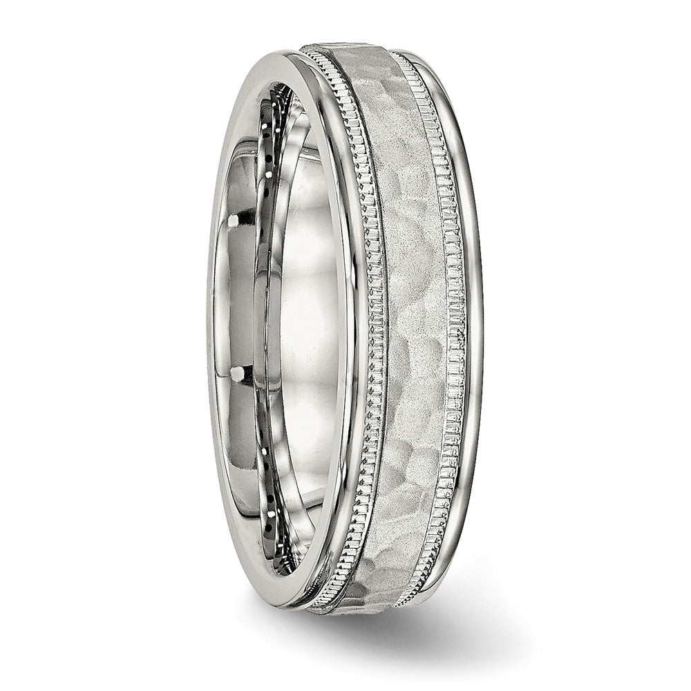 Stainless Steel Polished and Hammered 6mm Grooved Band