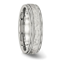Stainless Steel Polished and Hammered 6mm Grooved Band