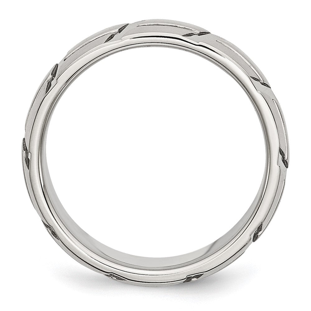 Stainless Steel Brushed and Polished 8mm Grooved Band