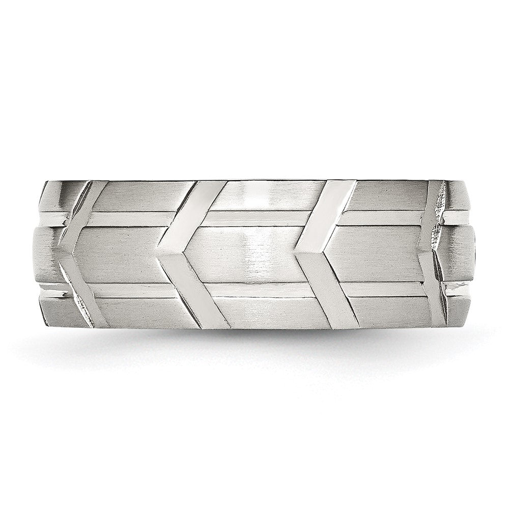 Stainless Steel Brushed and Polished 8mm Grooved Band