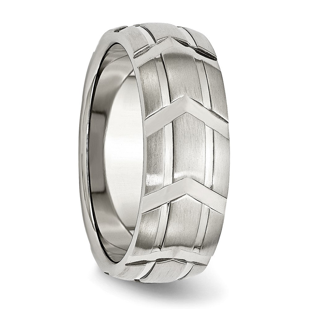 Stainless Steel Brushed and Polished 8mm Grooved Band
