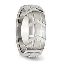 Stainless Steel Brushed and Polished 8mm Grooved Band