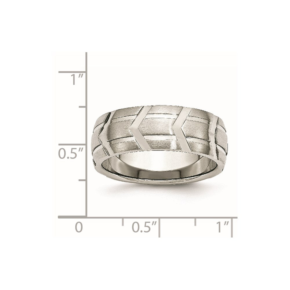 Stainless Steel Brushed and Polished 8mm Grooved Band