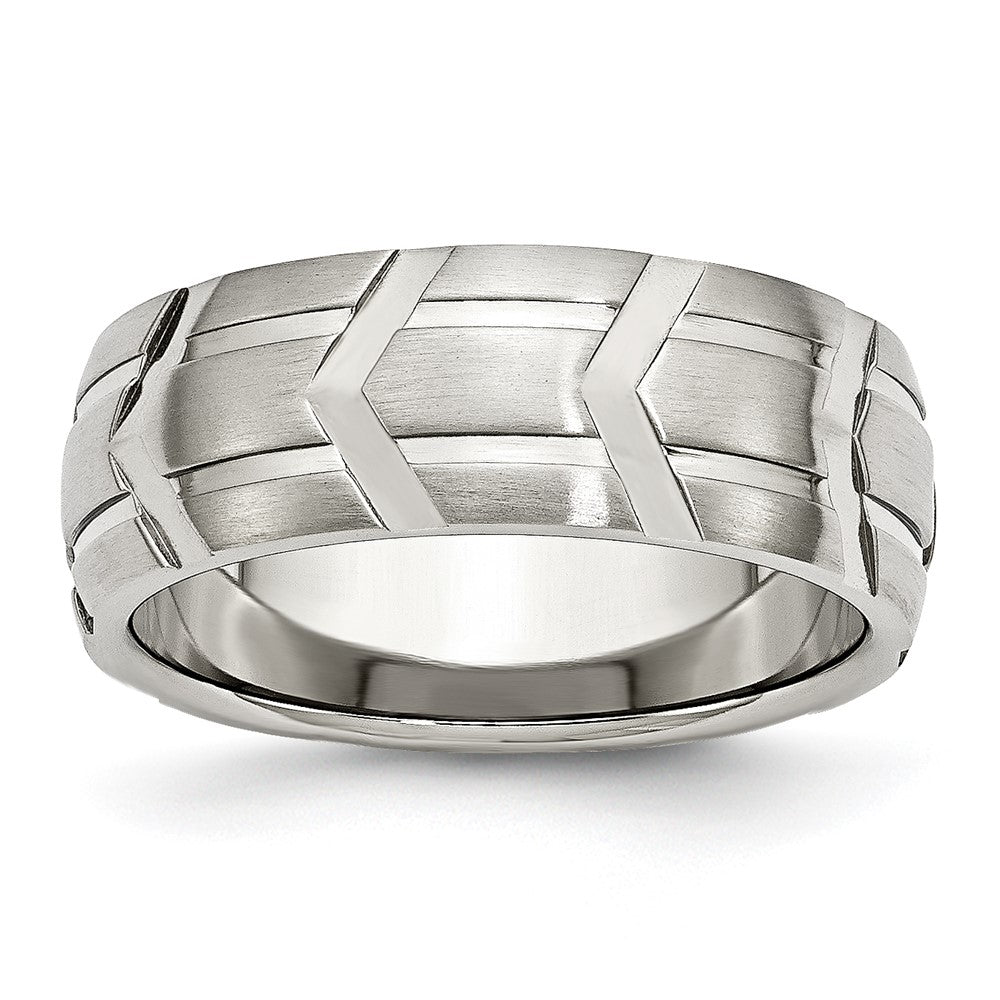 Stainless Steel Brushed and Polished 8mm Grooved Band