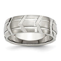 Stainless Steel Brushed and Polished 8mm Grooved Band