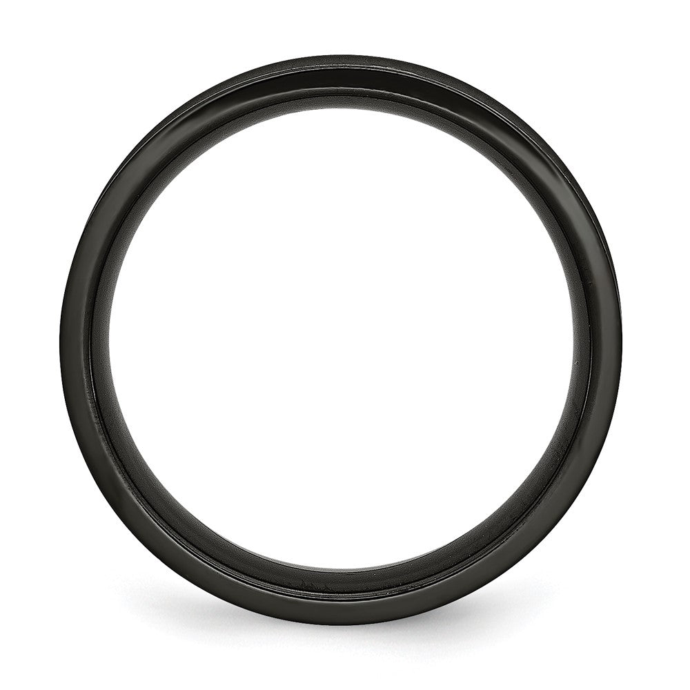 Stainless Steel Polished Black IP-plated Cross 6mm Concave Band