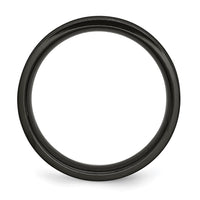 Stainless Steel Polished Black IP-plated Cross 6mm Concave Band