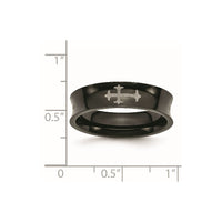 Stainless Steel Polished Black IP-plated Cross 6mm Concave Band