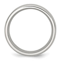Stainless Steel Polished w/ Black Carbon Fiber Inlay 8mm Band