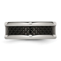 Stainless Steel Polished w/ Black Carbon Fiber Inlay 8mm Band