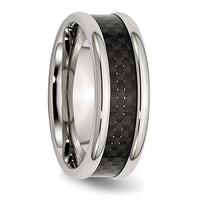 Stainless Steel Polished w/ Black Carbon Fiber Inlay 8mm Band