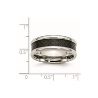 Stainless Steel Polished w/ Black Carbon Fiber Inlay 8mm Band
