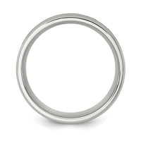 Stainless Steel Polished with Red Imitation Opal Inlay 8mm Band