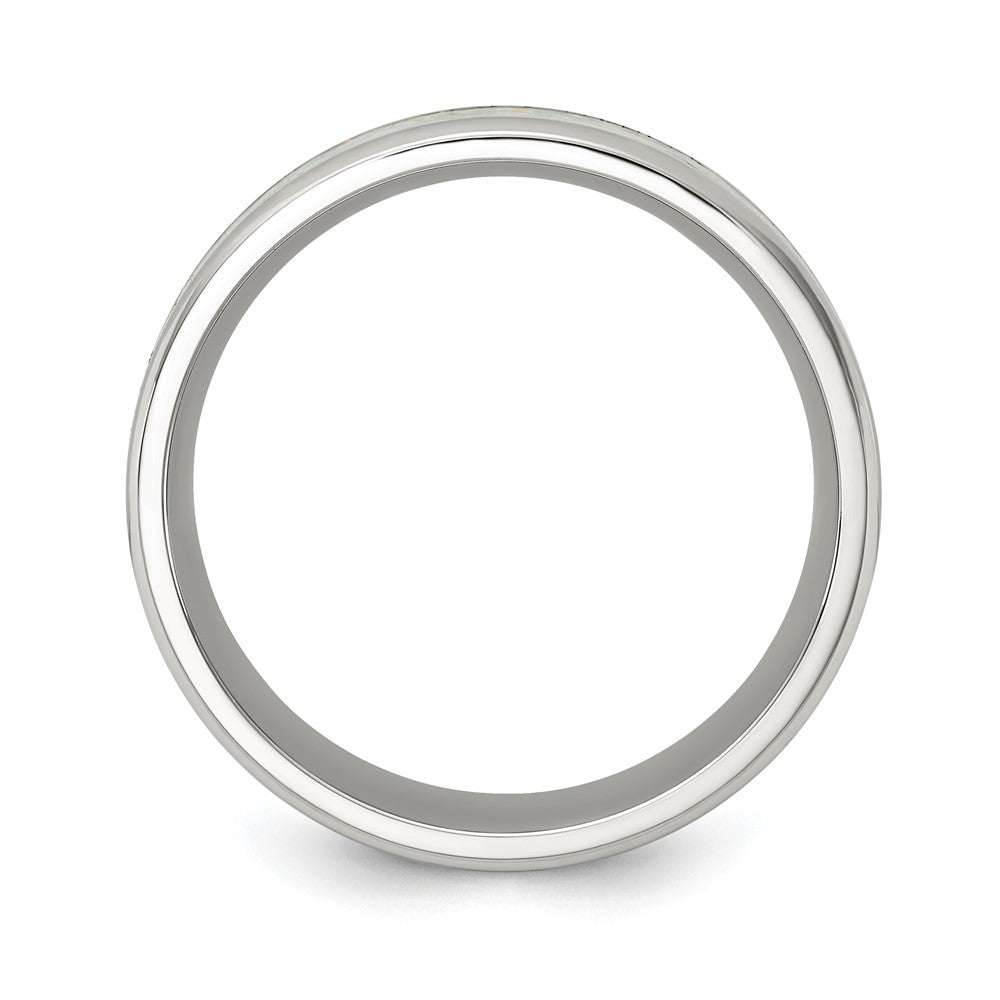 Stainless Steel Polished with Imitation Classic Opal Inlay 8mm Band