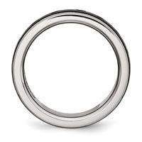 Stainless Steel Polished Black IP-plated 8mm Grooved Band