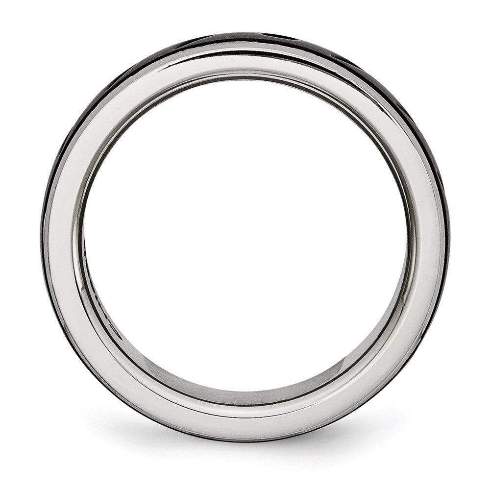 Stainless Steel Polished Black IP-plated 8mm Grooved Band