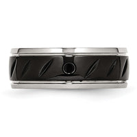 Stainless Steel Polished Black IP-plated 8mm Grooved Band