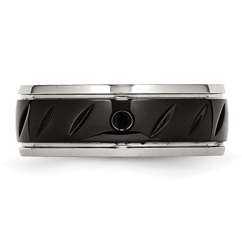 Stainless Steel Polished Black IP-plated 8mm Grooved Band