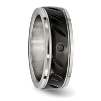 Stainless Steel Polished Black IP-plated 8mm Grooved Band