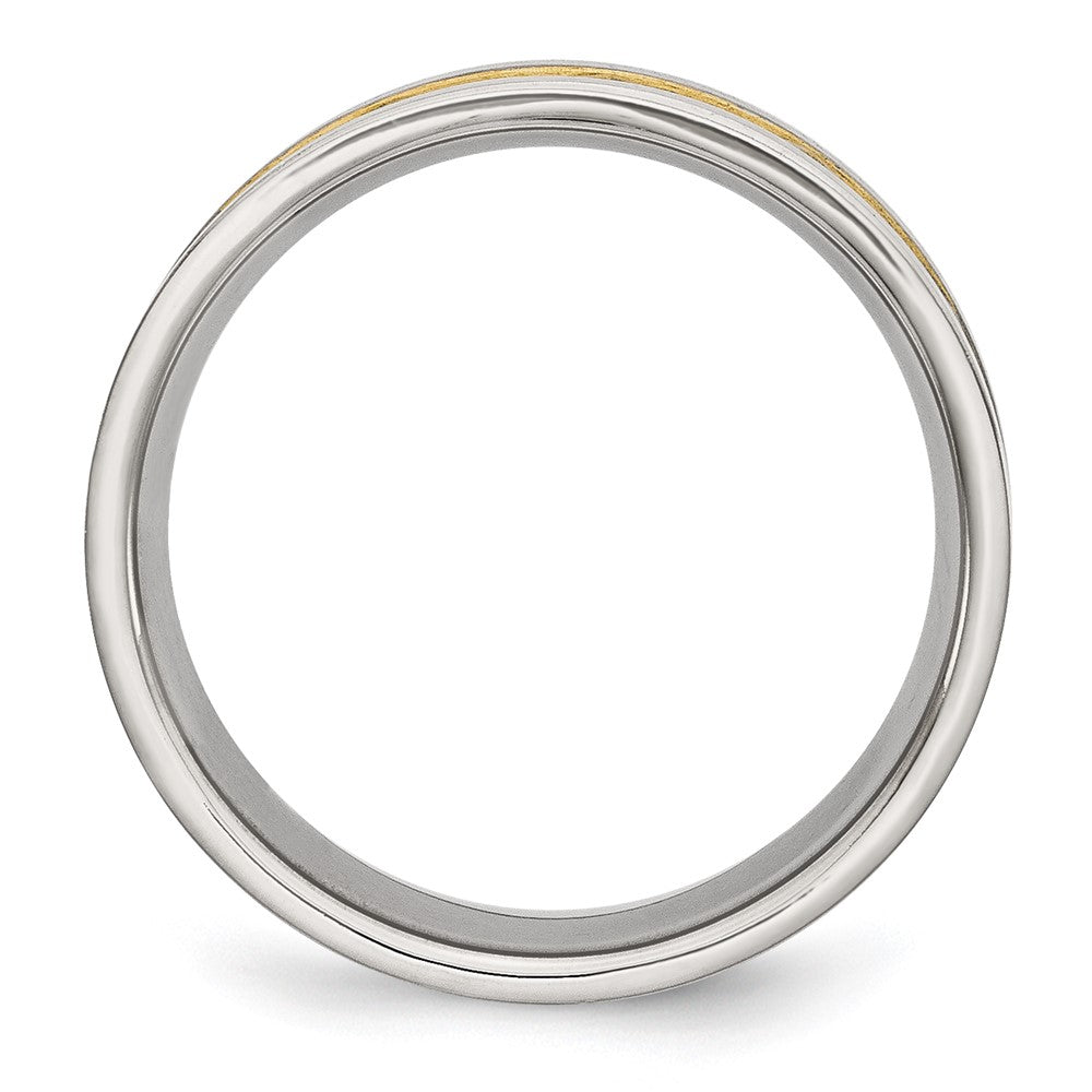 Stainless Steel Brushed Yellow IP-plated 8mm Grooved Band