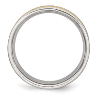Stainless Steel Brushed Yellow IP-plated 8mm Grooved Band