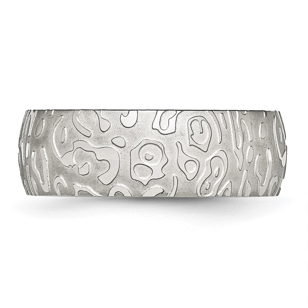 Stainless Steel Brushed & Polished Textured 8mm Band