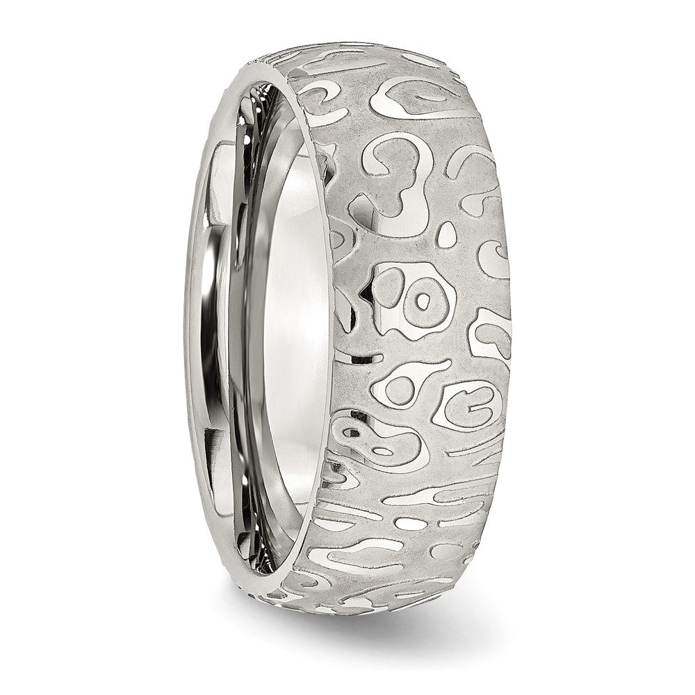 Stainless Steel Brushed & Polished Textured 8mm Band