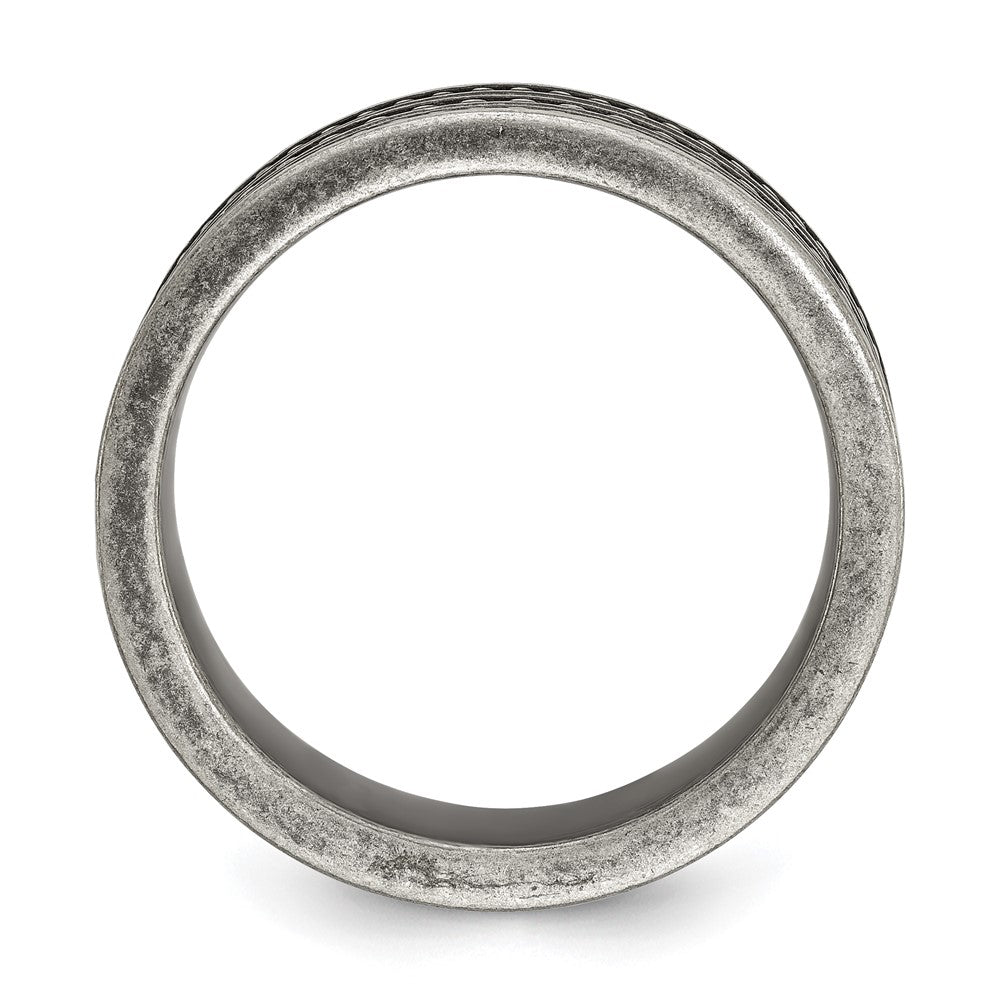 Stainless Steel Antiqued Gun Metal IP-plated Beaded 10mm Flat Band