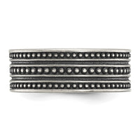 Stainless Steel Antiqued Gun Metal IP-plated Beaded 10mm Flat Band