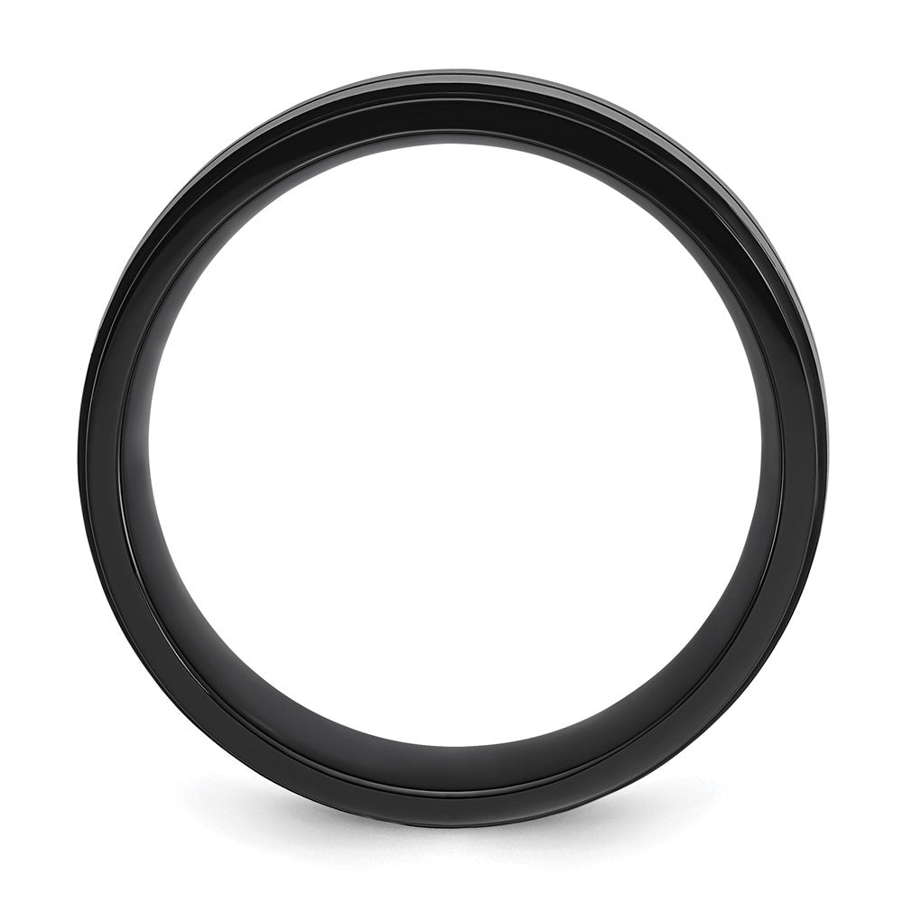 Stainless Steel Brushed and Polished Black IP-plated 8mm Band