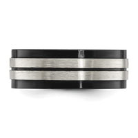 Stainless Steel Brushed and Polished Black IP-plated 8mm Band