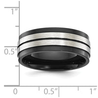 Stainless Steel Brushed and Polished Black IP-plated 8mm Band