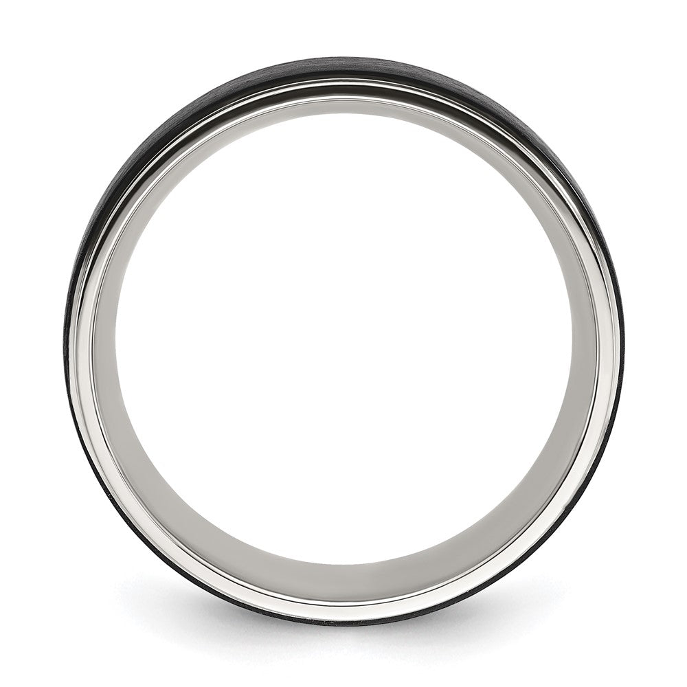 Stainless Steel Polished w/ Black IP-plated Brushed Center 8mm Band