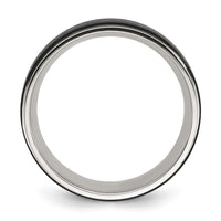 Stainless Steel Polished w/ Black IP-plated Brushed Center 8mm Band