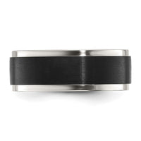 Stainless Steel Polished w/ Black IP-plated Brushed Center 8mm Band