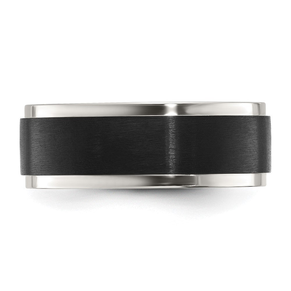 Stainless Steel Polished w/ Black IP-plated Brushed Center 8mm Band