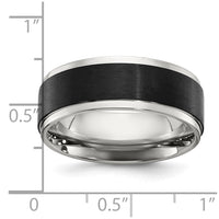 Stainless Steel Polished w/ Black IP-plated Brushed Center 8mm Band
