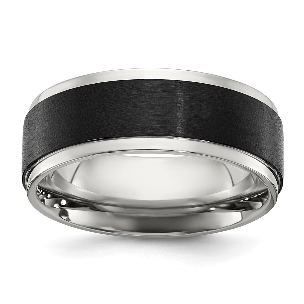 Stainless Steel Polished w/ Black IP-plated Brushed Center 8mm Band