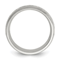 Stainless Steel Brushed & Polished Scroll Design 8mm Ridged Edge Band