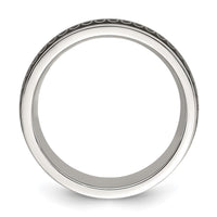 Stainless Steel Polished Black IP-plated Swirl Pattern 8mm Band