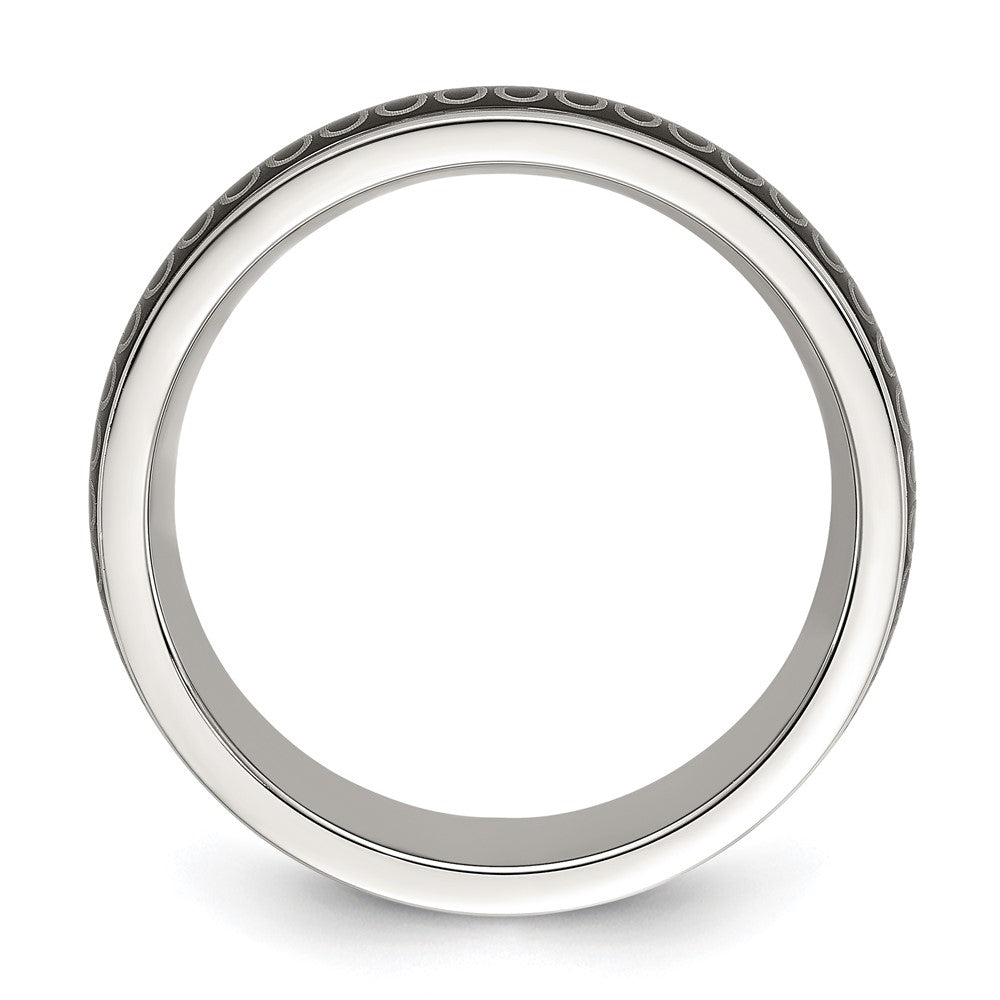 Stainless Steel Polished Black IP-plated Swirl Pattern 8mm Band
